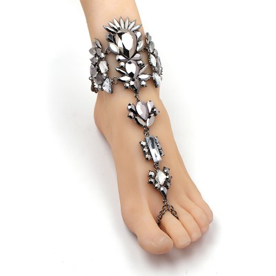 'Adne' Royal anklet / bracelet with large silver rhinestones